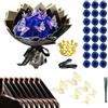 Chingcoo Bouquet di Rose Glitterate, 24 Pezzi Bouquet di Rose Artificiali per San Valentino, Finti Glitterati Fai-da-Te con Corona per Regali Matrimonio Anniversario Fidanzamento Compleanno (blu)