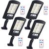 MOKEKA Faretto Solare LED Esterno 240 LEDs, Lampada con Sensore di Movimento e Telecomando, 3 Modalità Regolabili, IP65 Impermeabile, Perfetto per Giardino, Terrazzo, Ingresso, Garage (Pacca da 4)