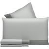 Riad Arredo Set Completo Letto in 100% Cotone Morbido Mano Percalle - Completo Letto Lenzuola Sotto con Elastico | Lenzuola da Sopra | federe (Righina Grigio, Singolo)
