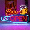 SIGNSHIP Beer Open Neon Led Aperta Birra Scritte Neon 42*27cm per Bar Birra | Birra Insegne Luminose Regalo per Proprietari di Bar, Insegna Birra USB 5 Livelli Dimmerabile Scritta Led per Club,Feste