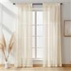 NAKIHOUSE Tenda in Voile di Lino, 2 Pannelli Tende a Rete in Lino Naturale per Finestre 45 Drop (114 cm), con Passanti Superiori Filtranti Semi-Trasparenti in Voile per Soggiorno, Tende per Finestre