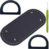 Yayatty Fondo del Borse e Manici per Borsa a Forma di D, Ovale Fondo per Borsa Uncinetto con Uncinetto per Borse Fai da Te Fatti a Mano Borsa Accessori (Nero)
