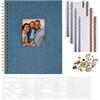 Vienrose Album Scrapbook 20,5x28 cm Copertina in lino Album Fotografico con 40 Pagine Carta Kraft Bianca Bianca, Kit di Forniture Scrapbooking fai da te per Matrimonio Famiglia Viaggio, Blu scuro