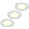 HCFEI Set di 3 faretti LED per mobili a incasso 12 V Ultra Piatto 3 W 55 mm Foro con cavo da 2 m IP44 per armadi a specchio, vetrine, mobili e armadi (Bianco 3000K)