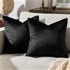 GIGIZAZA Velluto Copricuscini 55x55 cm Decorativi Federe Cuscini Quadrate per Cuscino per Divano Camera da Letto Nero 2 Pezzi