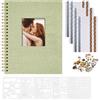 Vienrose Album Scrapbook 20,5x28 cm Copertina in lino Album Fotografico con 40 Pagine Carta Kraft Bianca Bianca, Kit di Forniture Scrapbooking fai da te per Matrimonio Famiglia Viaggio, Verde erba