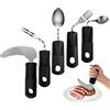 Daily Treasures Set Posate 5 Pezzi Adattabili,Coltello Bistecche Verticale&Forchette/Cucchiai Piegabili 180° per Mani con Disabilità, Posate Ponderate con Impugnatura Antiscivolo per Parkinson,Artrite