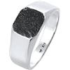 Kuzzoi Anello da uomo quadrato opaco ossidato in argento Sterling 925 massiccio, classico anello in argento Sterling 11 mm di larghezza, anello da uomo nella misura 54