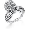 REDSUN Anello a forma di teschio, in argento Sterling 25, con teschio, in stile retrò, gotico, per uomo, donna, aperto, per Halloween, Natale, compleanno, Argento sterling