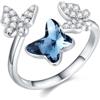 REDSUN Anelli a farfalla per donne ragazze in argento sterling 925 anello aperto regolabile con opalo/cristallo/pietra di luna/smeraldo anello farfalla gioielli regali, 8 mm, Argento sterling