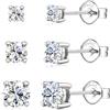 Dochais Moissanite Argento Sterling 925 Orecchini Orecchini a Tacco Set 3 Paia (3/4/5mm o 4/5/6mm) Ipoallergenici Brillanti per Donna Uomo Regalo di Gioielli