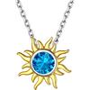 ChicSilver Collana con ciondolo con sole in argento 925 per donna, girocollo, catena regolabile, 40+5 cm, gioielli con pietra della nascita per la festa della mamma, zaffiro blu