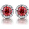 JiaYang Orecchini a bottone Halo Orecchini a bottone rossi per donna Orecchini in argento sterling con diamanti finti Orecchini con diamanti CZ Orecchini con zirconi cubici Orecchini in argento da donna