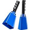 Blue Panda Cowbell con manico - Confezione da 2 campane rumorose per tifosi, giochi sportivi, matrimoni, fattoria, blu, 9 x 20 x 5 cm