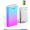 TECKNET Campanello senza batteria, con presa europea e luce RGB, IP65, impermeabile, campanello senza fili, campanello senza fili, con 60 melodie, 5 livelli di volume, 400 m