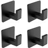 TenaLucy 4 Pezzi Porta Asciugamani Bbagno Ganci Adesivi, Nero Porta Asciugamani Bagno Adesivo, Quadrato Gancio Accappatoio Doccia, Accessori Bagnos Senza Forare Ganci Appendiabiti per Cappelli Borse
