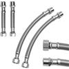 XRVRILE 4 Tubi Flessibili WC 3/8 Pollici in Acciaio Inox (10 cm + 20 cm), Raccordo Flessibile Acqua per Rubinetto e Lavabo, Tubo Estensione Universale con Guarnizioni per Bagno e Cucina
