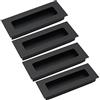 BOZONLI Maniglia Porta Scorrevole 4 Pezzi Maniglia Porta Incasso Maniglie Porte Interne in Lega di Alluminio Nero Rettangolo Maniglie per Porte Scorrevoli (110 * 42mm)