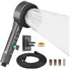 VirtuGro Soffione Doccia con Filtro con 4 Modalità Di Spruzzo Soffione Doccia con Tubo da 2M Shower Head Alta Pressione con Supporto Senza Fori Doccino per Doccia Anticalcare (Grigio Scuro)
