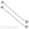 AMONENZ 2 Pezzi 400mm Gancio Chiusura Porta, Argento 201 in Acciaio Inox Ganci per Cabina, Gancio Fermaporta, Ferma Persiane con 8 Viti, per Porte, Recinzioni da Giardino, Armadietti, Finestre