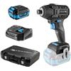 HÖGERT TECHNIK Set di cacciaviti a percussione a batteria, 18 V, 200 Nm, coppia di torsione, batteria 4,0 Ah, caricatore 4 A, valigia, motore senza spazzole, illuminazione a LED, protezione da