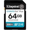 Kingston Canvas Go Plus SDXC Scheda Di Memoria Gen4 200MB/s C10 UHS-I U3 V30 64GB-SDG4/64GB