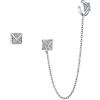 Bling Jewelry Quadrato Geometrico Della Catena Piramidale Della Cartilagine Dell'Orecchio Avvolgere L'Orecchino Pave CZ Stud Helix Earring Stud Set .925 Argento