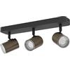 Eglo lampada da soffitto Consuma 1, barra spot 3 fiamme, illuminazione bagno soffitto in metallo nero e bronzo, faretti con attacco GU10, IP44