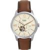 Fossil Townsman orologio per uomo, movimento automatico, bracciale in acciaio o cinturino in pelle, 44 mm, Cammello