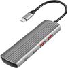 LogiLink UA0414 - Hub USB 3.2 Gen2 ultra sottile, 2x USB-A, 5x USB-C, con PD (Power Delivery), 100 W, colore: Grigio