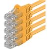 1aTTack.de 1attack, cavo di rete patch UTP Cat6, con 2 connettori RJ45, confezione da 5 pezzi - yellow 0.25m