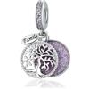 LSxAB Charm scintillante a forma di albero della vita, compatibile con braccialetti Pandora, 4.5mm-5.0mm, Rame, Non pietra preziosa