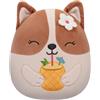 Squishmallows SQCR05393 Regina dei Corgi con bevanda all'ananas, 19 cm, peluche ufficiale Jazwares
