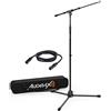 Audibax Ayra MS-10 Plus - Supporto per Microfono da Pavimento - Supporto pPessionale Regolabile con Asta - Include Borsa per il Trasporto e Cavo XLR da 3 Metri - Supporto per Microfono con Base