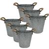 Relaxdays Set di vasi da Fiori Relaxdays, 6 coprivasi, Look Vintage, H x D: 16 x 15 cm, Vaso con Manico, Ferro e Juta, Argento