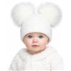 SOHOBABY™ Made in Britain Morbido Elasticizzato Doppio Pom Pom Cappello per Neonato per Bambino o Bambina, bianco, 6 mesi
