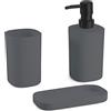 MSV - Set di 3 Accessori da Bagno in Lona - Design Elegante e Pratico - Dimensioni Standard - Grigio Scuro - Ideale per Un Arredamento Moderno - Accessorio da Bagno