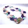 COLLANA 2 FILI ARGENTO E PIETRE DURE SUPERBA SUSTA OPALE ROSA RODONITE UNAKITE