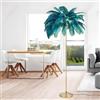 YYUTLUO Lampada Moderna Con Piume, Lampada Da Terra In Piume Di Struzzo Naturale, Altezza 160cm, Palo E Base In Oro, Lampadine A LED G4 A 3 Temperature Di Colore, Soggiorno Camera Letto Per (Blu)