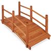 Relaxdays Ponte da Giardino in Legno, Ringhiera, percorribile,Decorazione Giardino Giapponese,HLP 56x140x60 cm,arancione