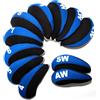 AmxKepoda 11 copritesta per mazze da golf in ferro con numero stampato #4-9, PW, SW, AW, LWx2, per mazze da golf (blu)