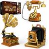 JMBricklayer Set di costruzione Giradischi Telefono Fotocamera, Retro 3 in 1 Modellino Giocattoli (20039), Modello di Display Vintage, Regali Unici per Adulti e Adolescenti