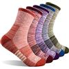 FEIDEER Calzini da trekking da donna, confezione multipla, per attività ricreative all'aperto, rosso, blu, verde, rosa, viola, Medium