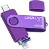 leizhan Chiavetta USB 256GB, 3 in 1 Tipo C/Micro USB/USB 3.0 Impermeabile Pen Drive Flash Drive per Telefono Huawei Samsung Android Tablet Mac PC(Viola, 256GB)