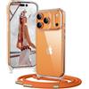 OLEPHY Trasparente Cover con Cordino per iPhone 17 Pro Max 6,9'', Arancia | Custodia con Regolabile e Rimovibile Collana, Protezione Completa [Antiurto] [AntiGraffio] Case con Laccio Tracolla,