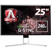 AOC AGON AG251FG Monitor Gaming da 24.5, FHD, 1920 x 1080, 240 Hz, 1 msec, Speaker, HDMI, DP, 4 Porte USB, Nero, 25 pollice