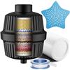 Cobbe Filtro de Ducha de 34 Etapas con Vitamina C - Elimina Cloro, Cal y Metales Pesados para Agua Dura - Incluye 2 Cartuchos de Recambio (Nero)