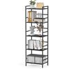 CADUKE Libreria Nera a 5 Ripiani, Grande Scaffale con Stoccaggio Aperto, Struttura in Legno e Metallo, Scaffale in Stile Industriale per Soggiorno, Camera da Letto, Ufficio, 43 x 28 x 134 cm