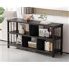IBF Libreria nera, industriale da 139,7 cm, a cubo, orizzontale, bassa, larga, organizer per riporre 5 cubi, scaffale lungo per camera da letto, libreria cubby in legno e metallo, per soggiorno,