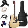 BAKAJI Chitarra Acustica Elettrica 41" Natural Equalizzatore Kit Corde Plettro Tracolla